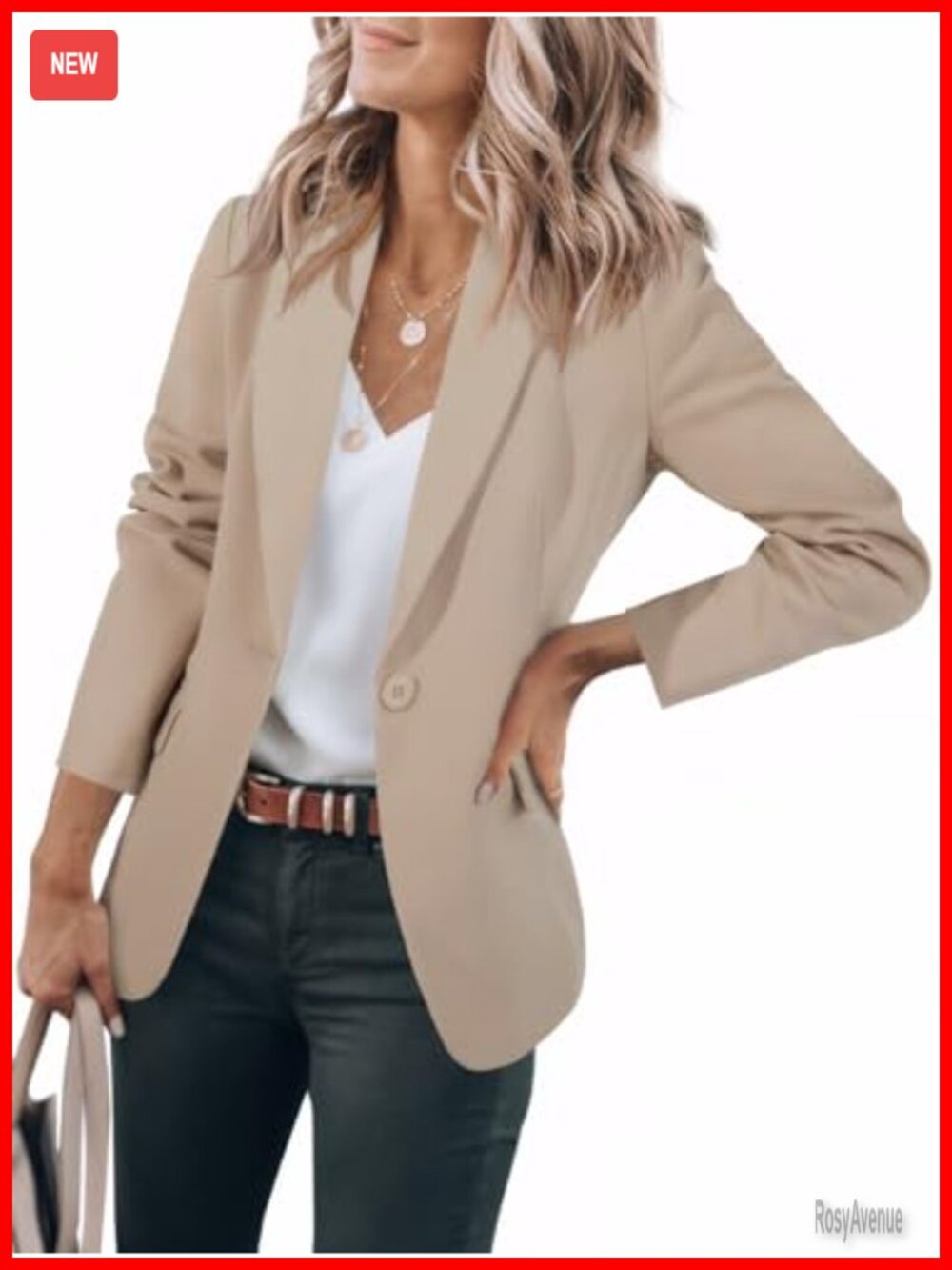 Womens Casual Blazer Long Sleeve Slim Fit One Button Work Office Suit Jacket